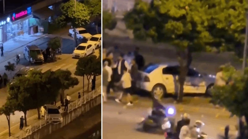 Otomobil, sulama kanalı korkuluğuna çarpıp asılı kaldı
