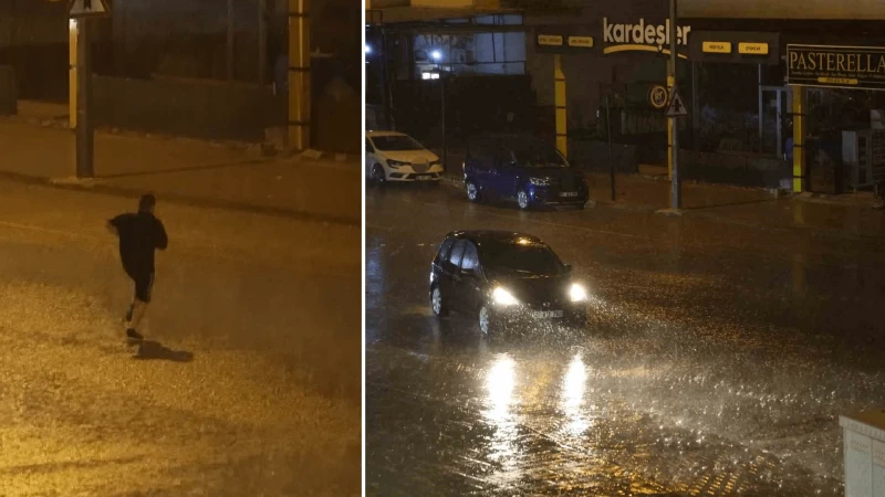 Kozan’da aniden bastıran sağanak sürücülere zor anlar yaşattı
