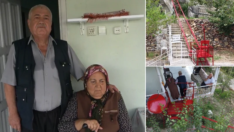 Eşine olan sevgisi 60 basamaklık merdivene asansör yaptırdı

