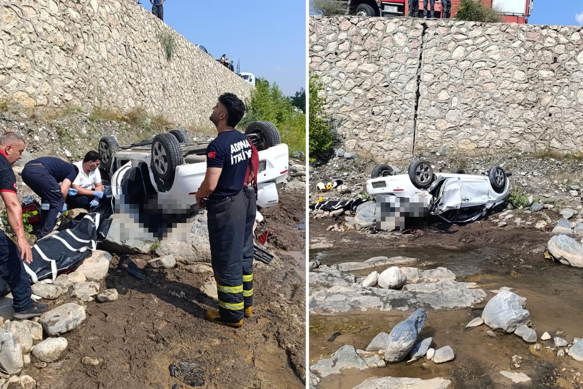 Adana’da otomobil dereye düştü: 2 ölü, 1 yaralı

